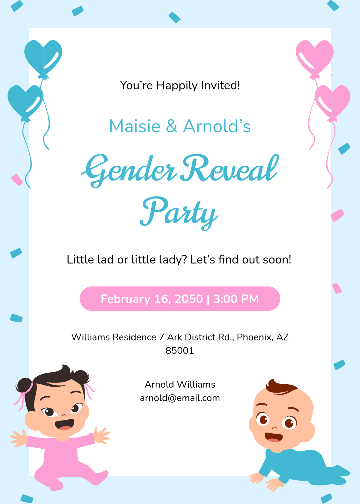 Free DIY Gender Reveal Invitation Template To Edit Online