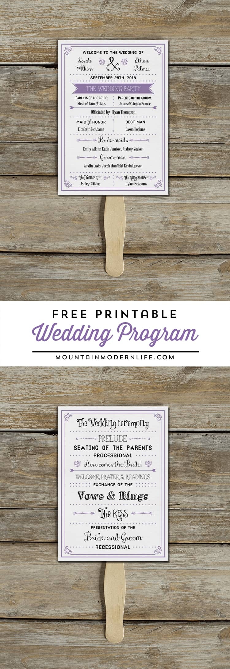 Free Downloadable Wedding Program Fan Template That Can Be Printed 