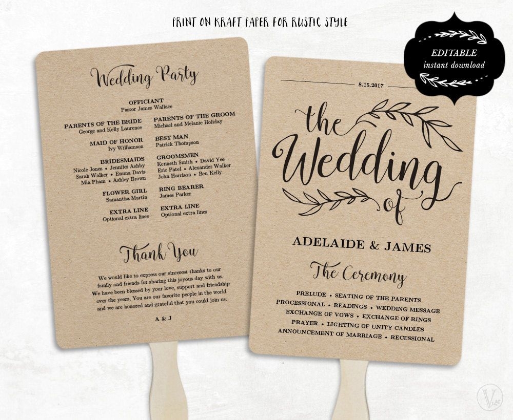 Free Downloadable Wedding Program Fan Template That Can Be Printed 