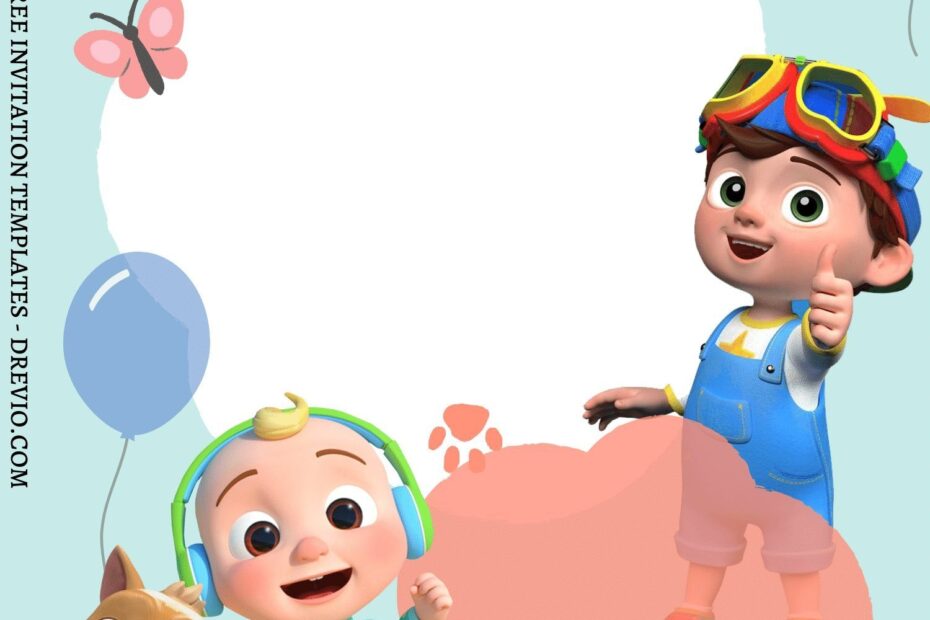 FREE EDITABLE 9 Cute Cocomelon Canva Birthday Invitation