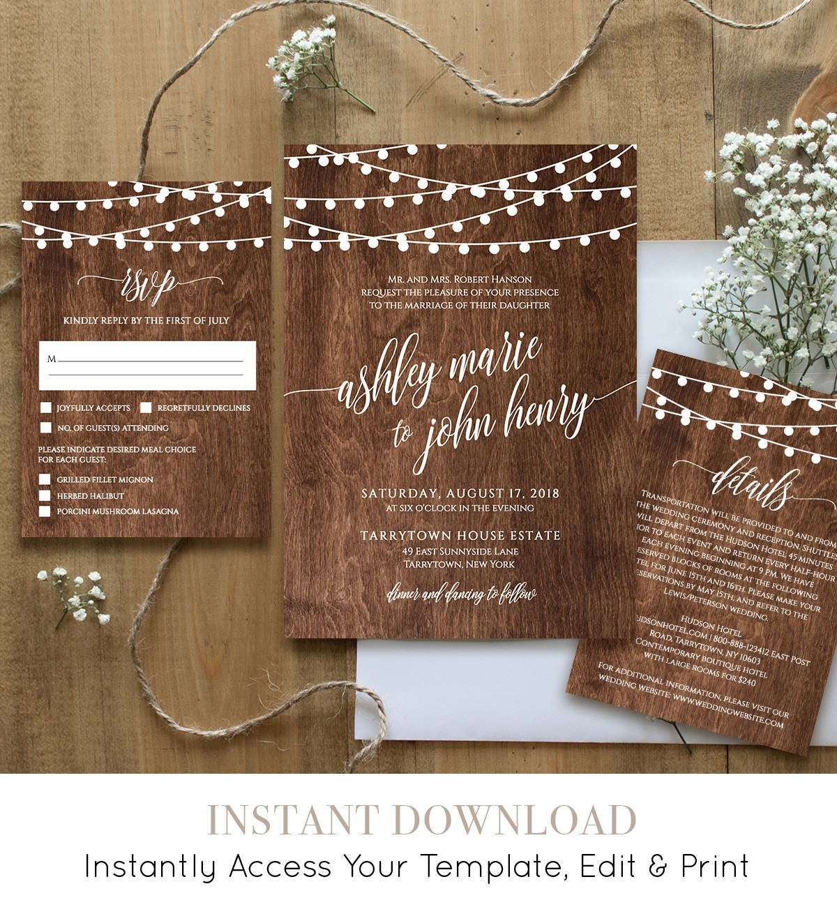 Free Editable Rustic Wedding Invitation Templates Wedding