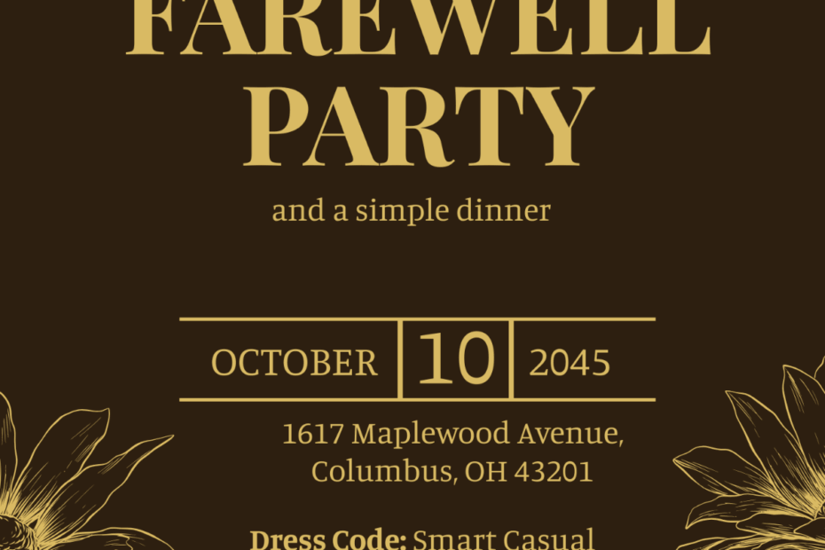 Free Elegant Flowers Farewell Party Invitation Template To Edit Online