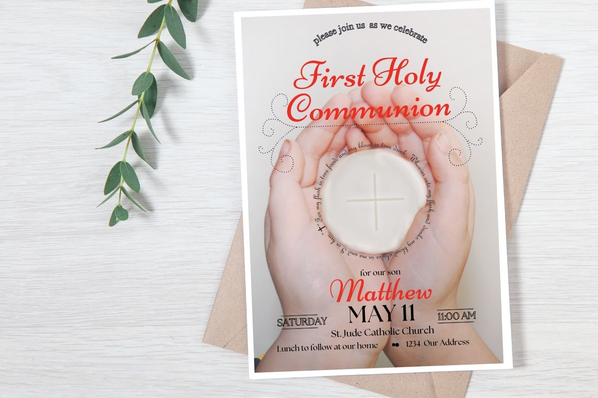 Free First Communion Invitation Instant Download Template 