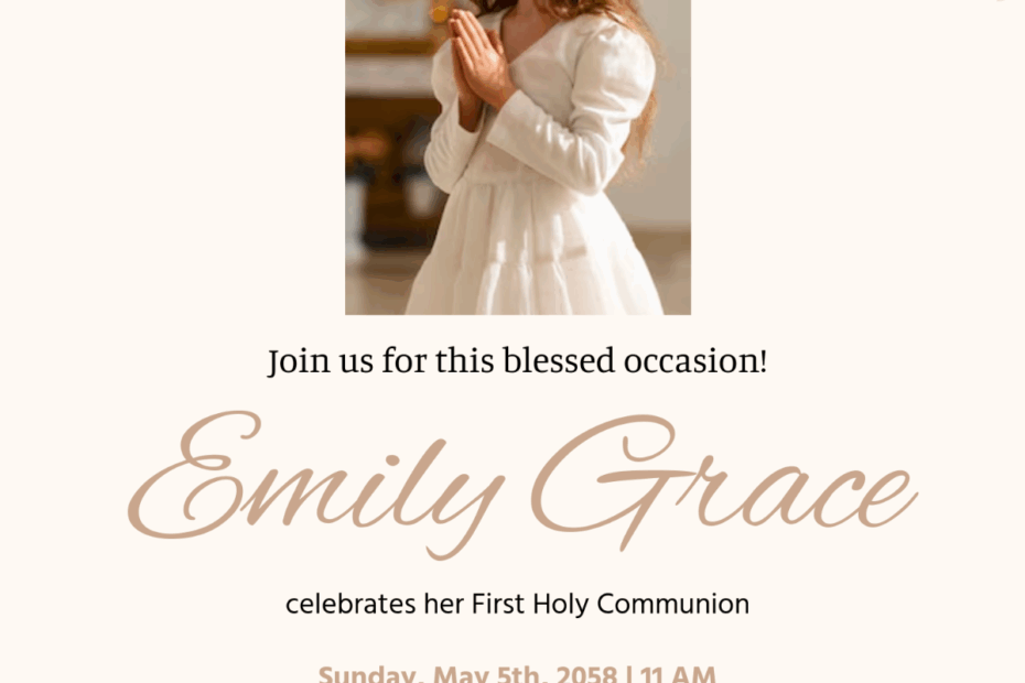 Free First Communion Invitation Templates Editable And Printable