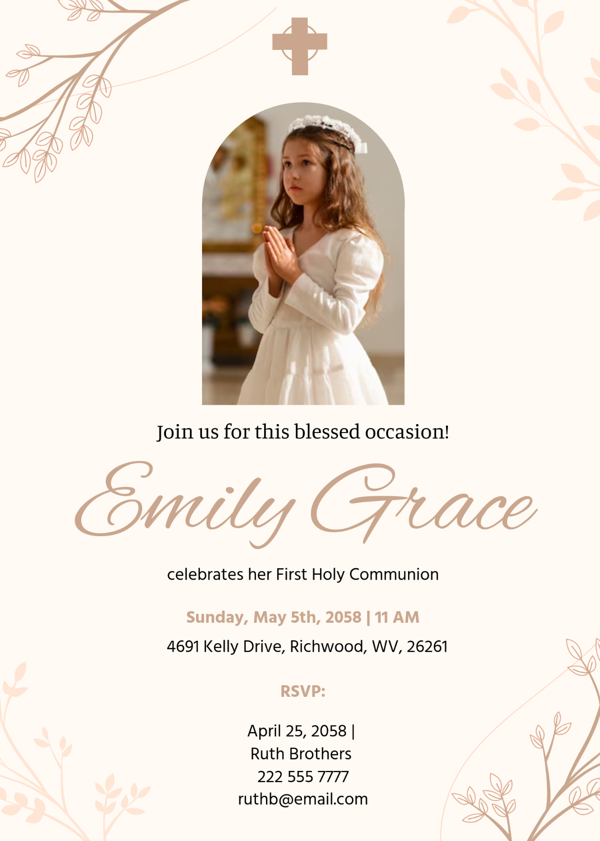 Free First Communion Invitation Templates Editable And Printable