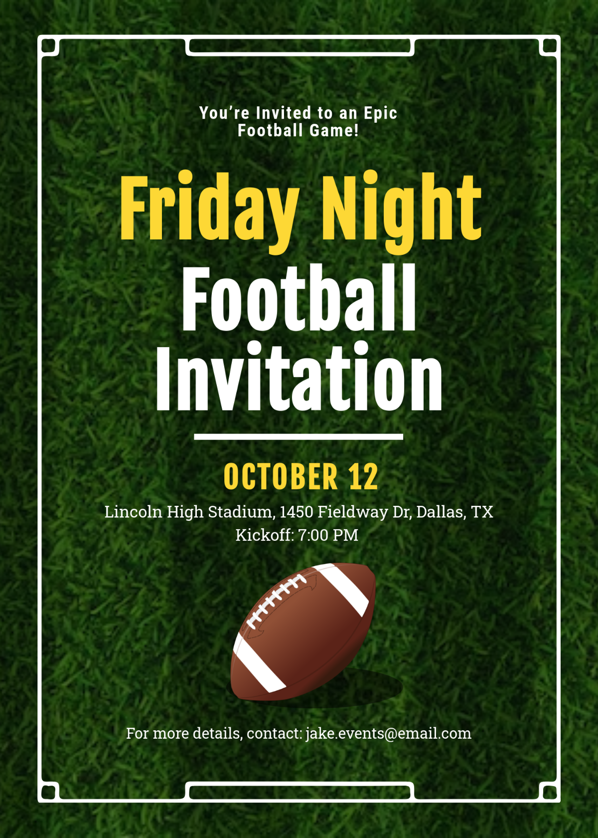Free Football Invitation Templates Editable And Printable