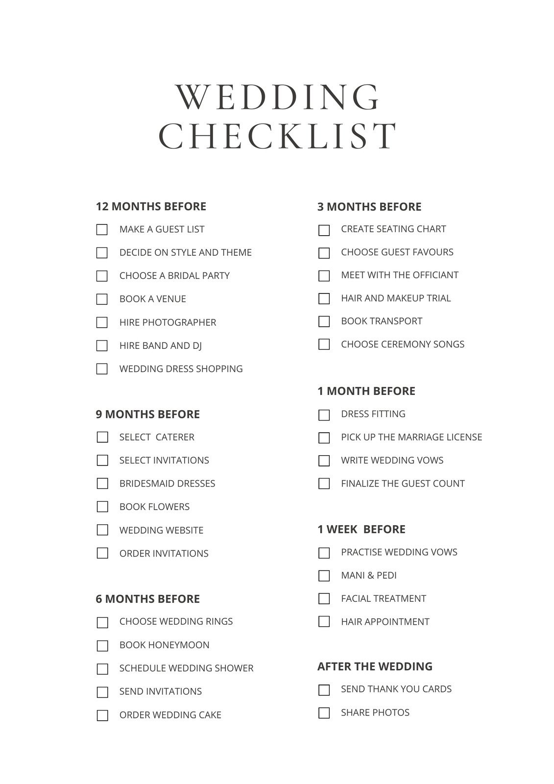 Free Free Printable Wedding Checklist Worksheet Download Free Free 