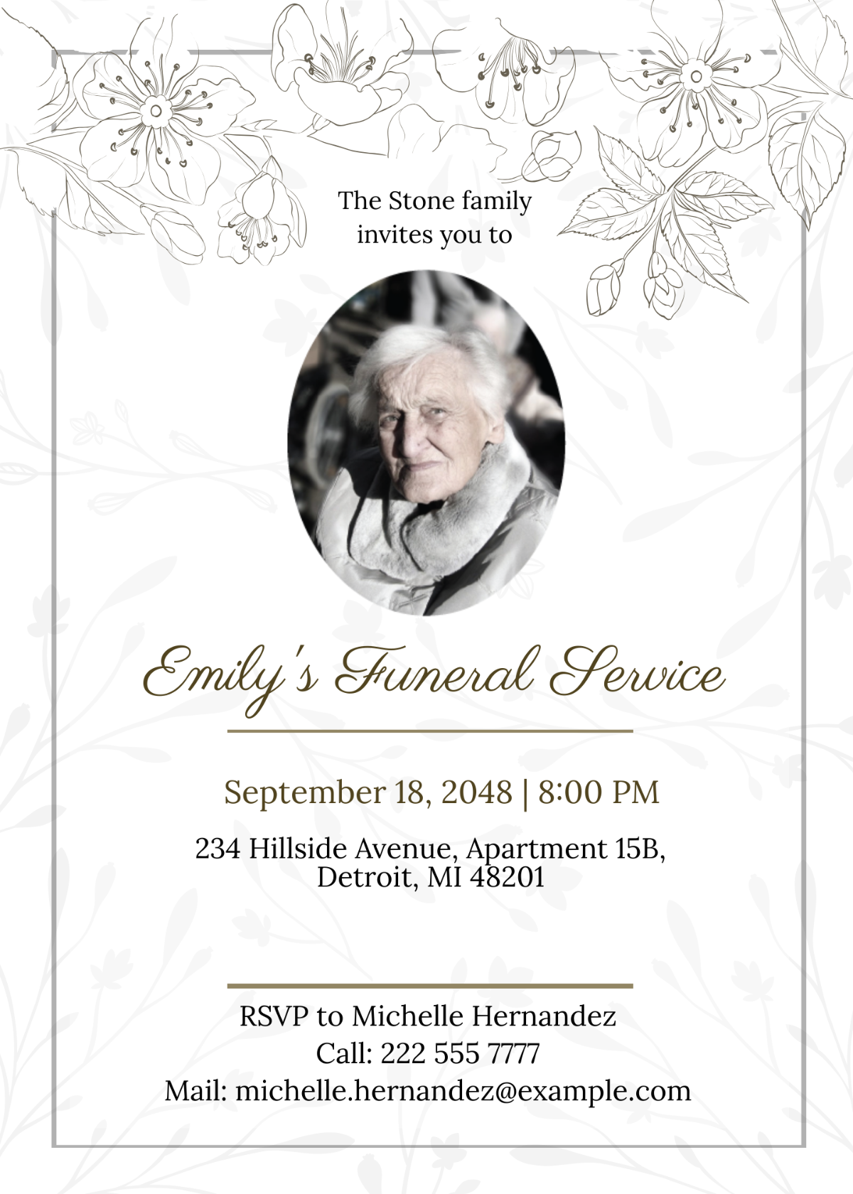 Free Funeral Invitation Templates Editable And Printable