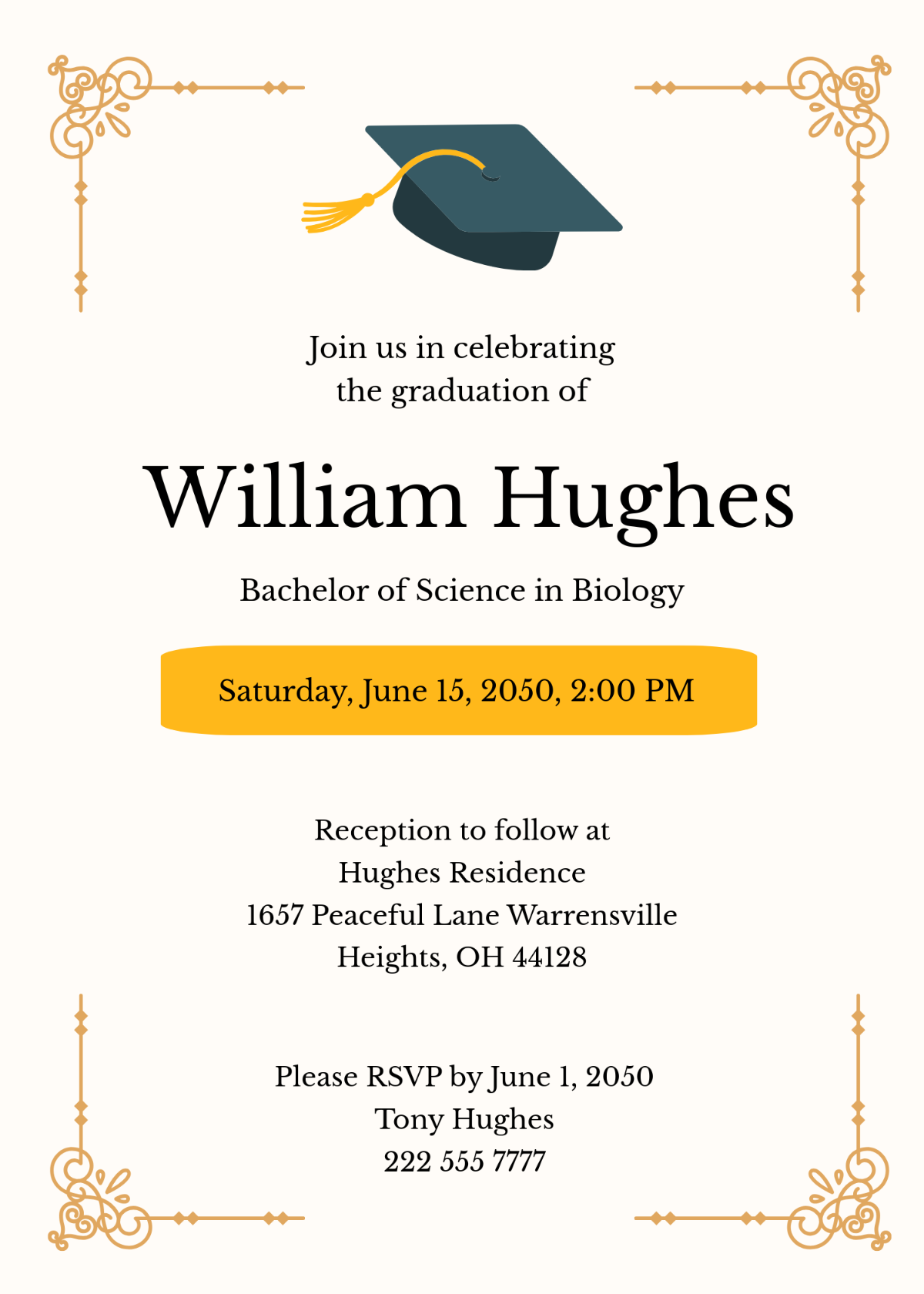 Free Graduation Invitation Card Design Template To Edit Online