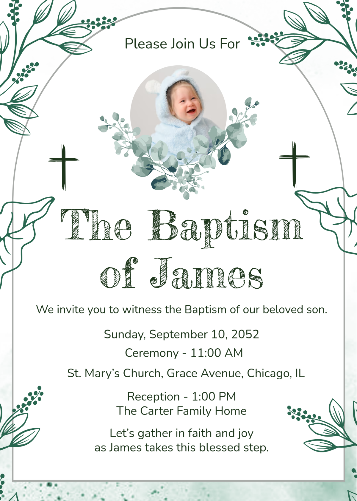 Free Hand Drawn Baptism Invitation Template To Edit Online