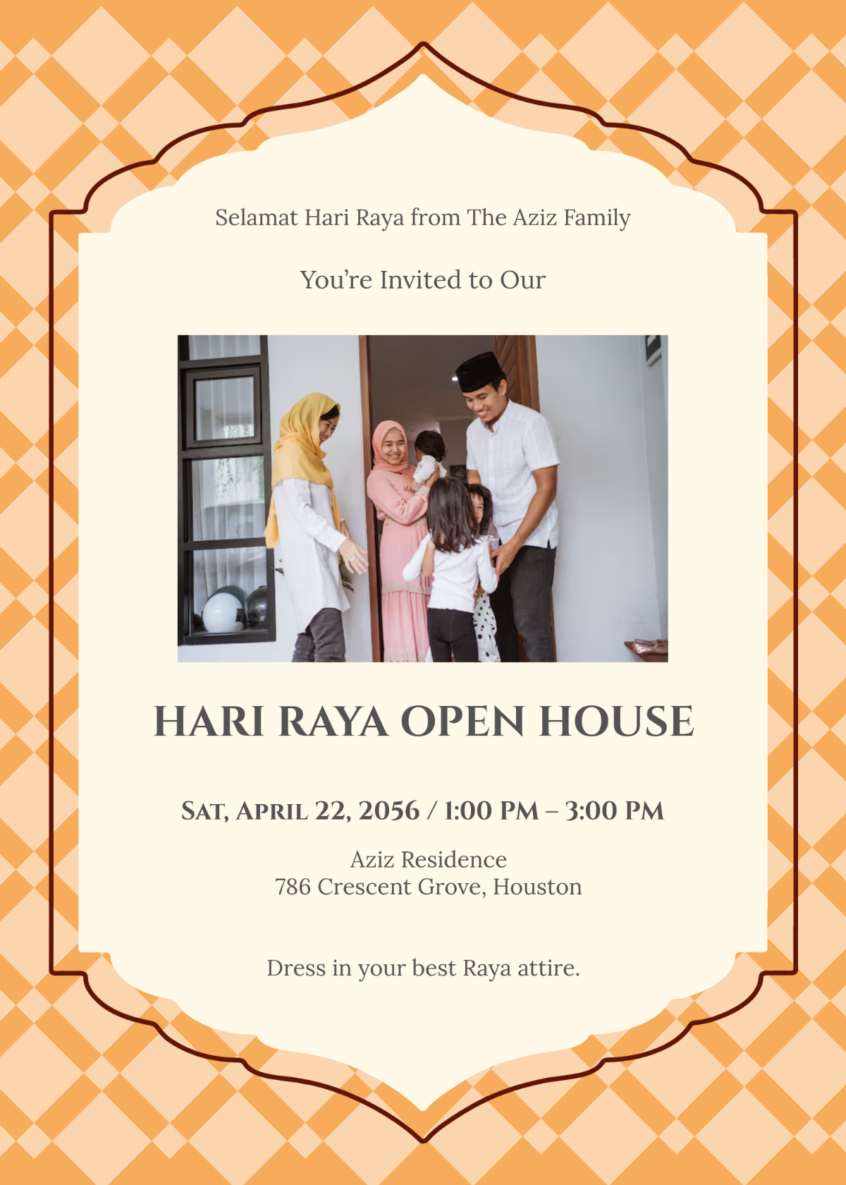 Free Hari Raya Open House Invitation Template To Edit Online
