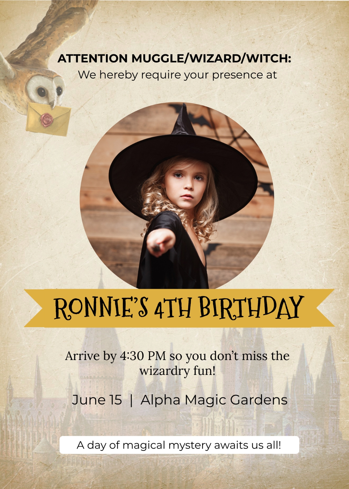 Free Harry Potter Birthday Invitation Template To Edit Online