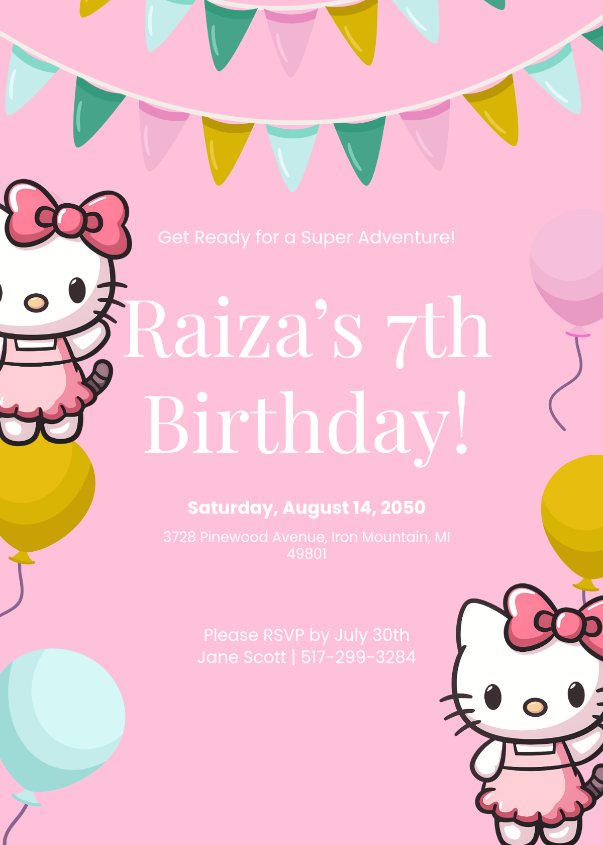 Free Hello Kitty Invitation Templates Editable And Printable