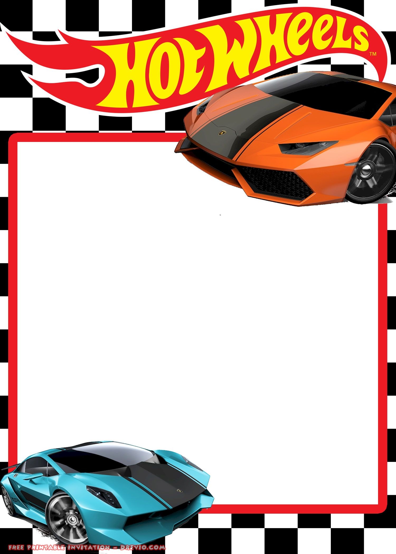 FREE Hot Wheels Lamborghini Invitation Templates Worksheets Library