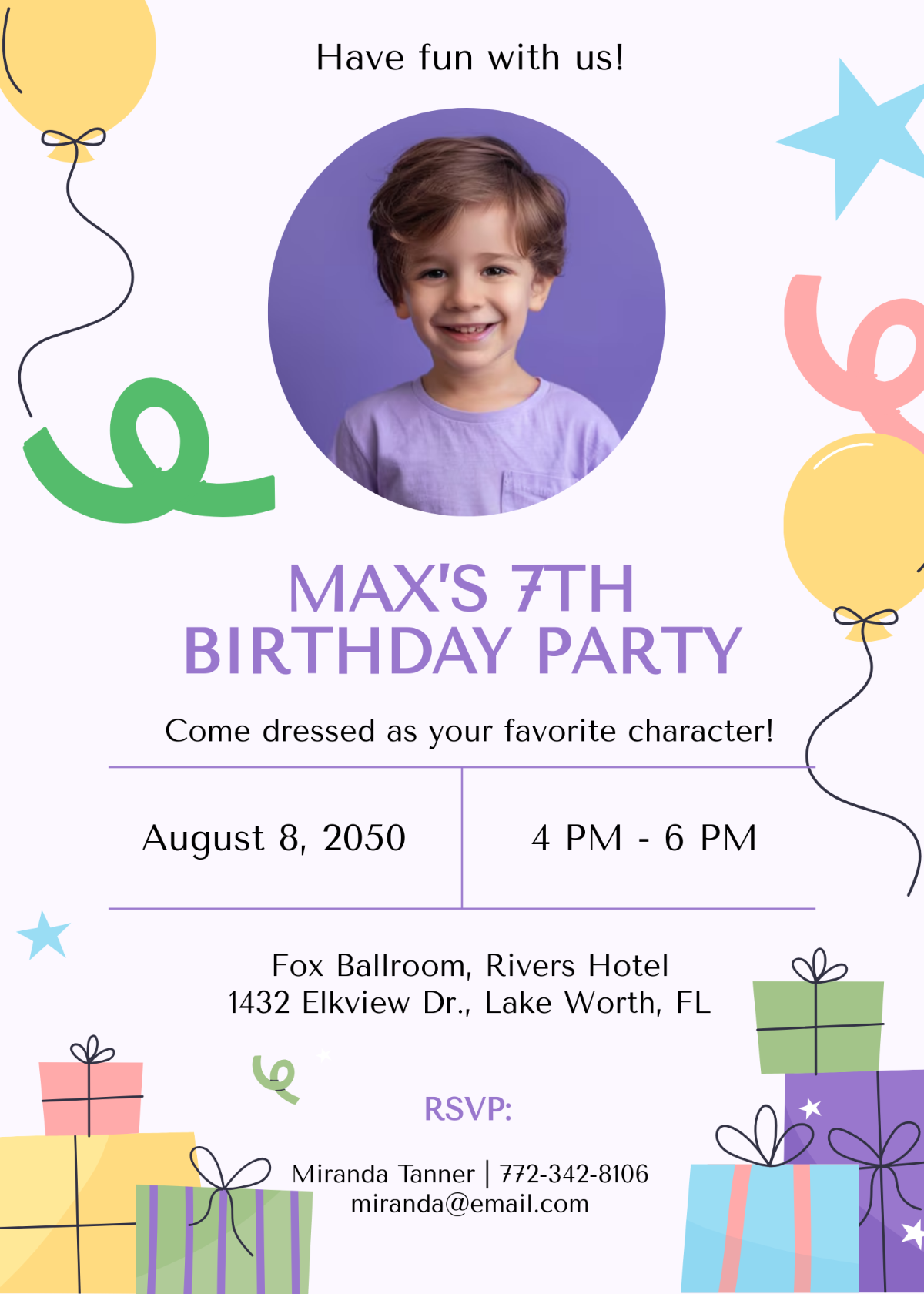 Free Kids Birthday Invitation Templates Editable And Printable