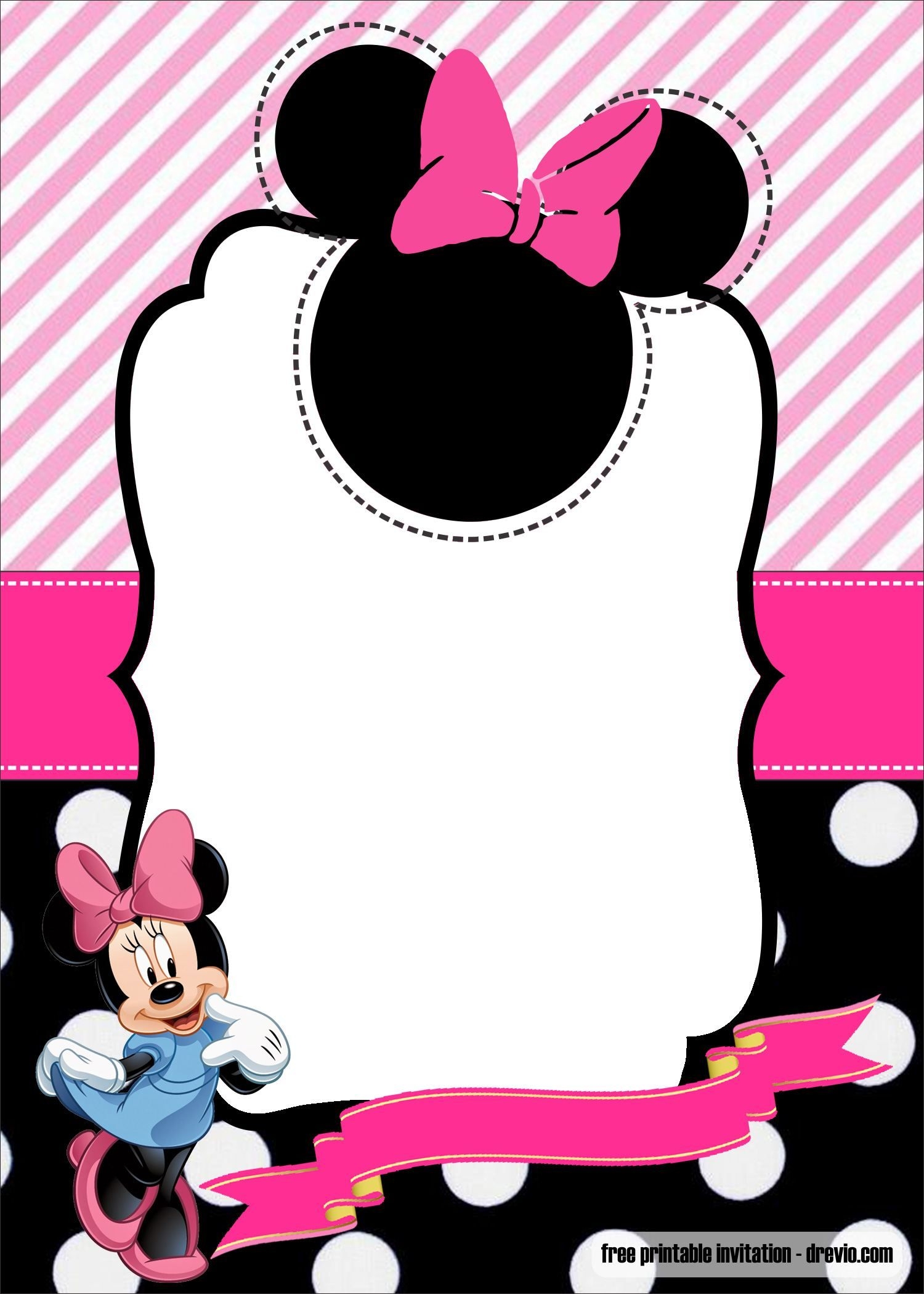 FREE Minnie Mouse 1st Birthday Invitation Template Worksheets Library