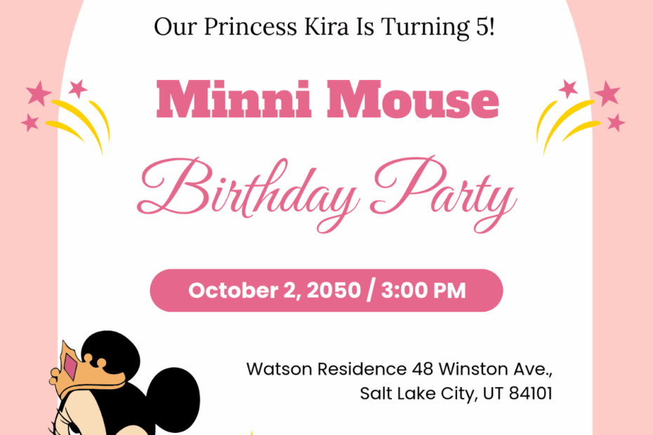 Free Minnie Mouse Princess Invitation Template To Edit Online