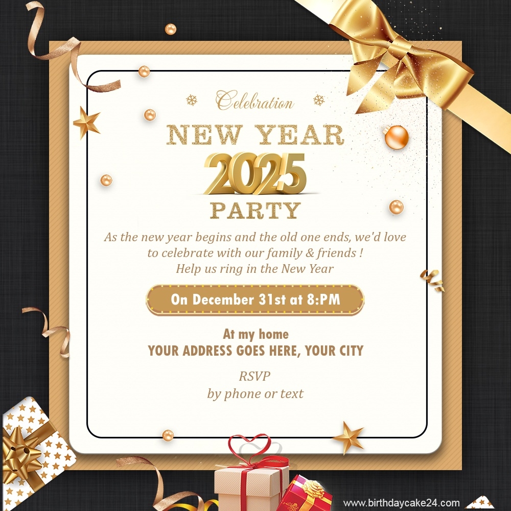 Free New Year 2025 Party Invitation Template