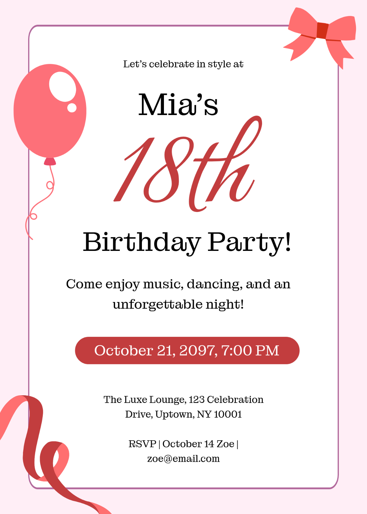 Free Party Invitation Templates Editable And Printable