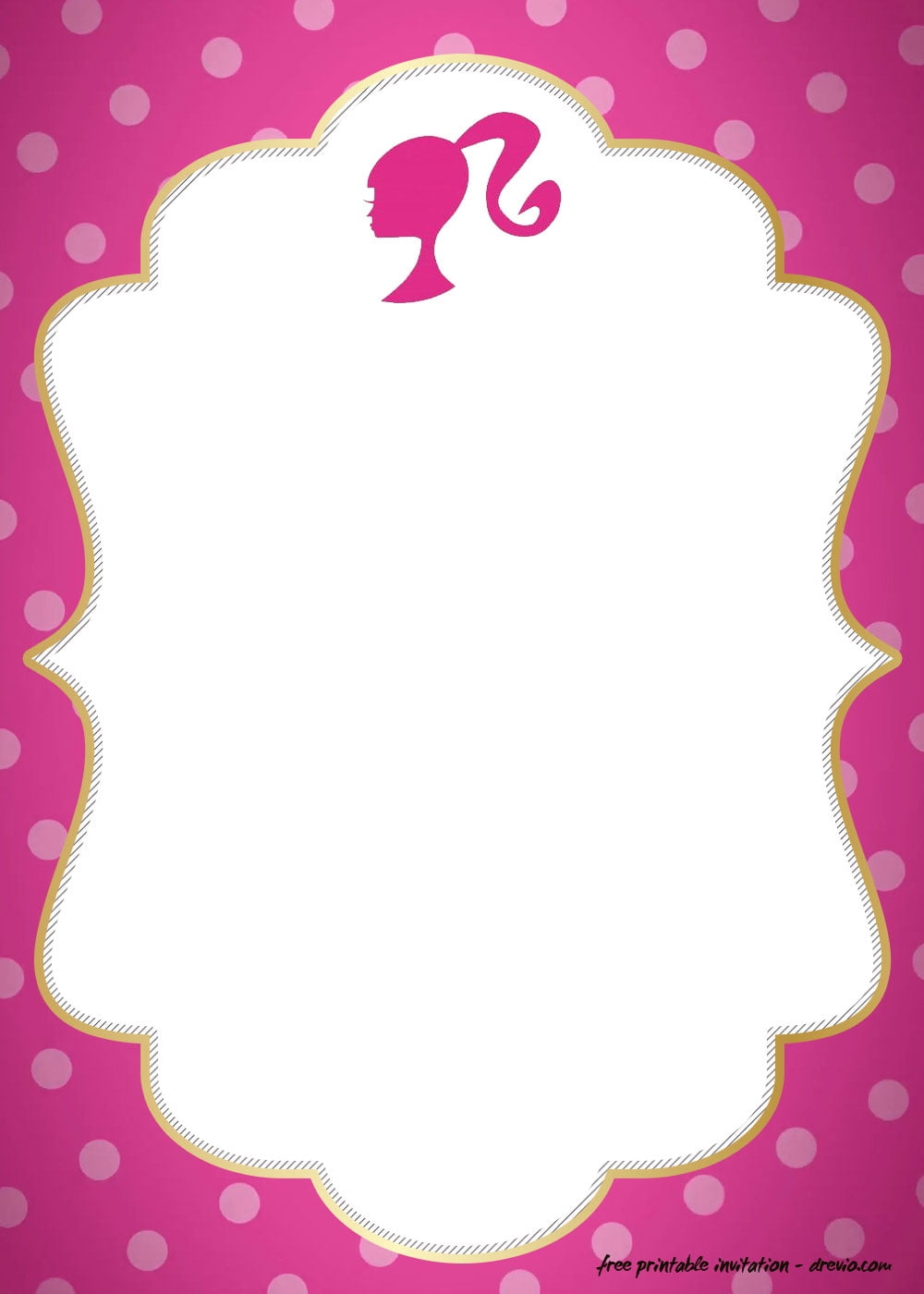 FREE Polkadot Pink Barbie Invitation Templates Drevio Free And Worksheets Library