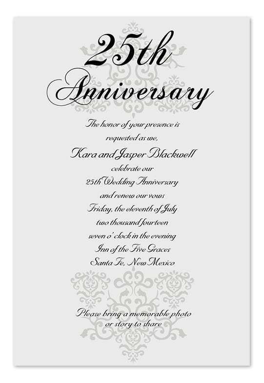 Free Printable 25th Anniversary Invitations Printable Templates