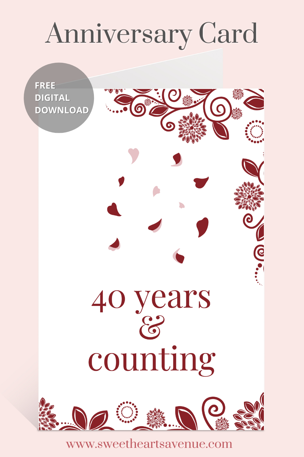 Free Printable 40th Wedding Anniversary Cards Templates Printable