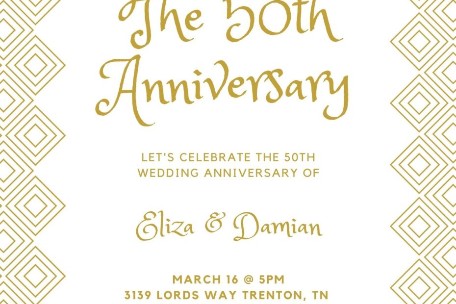 Free Printable 50th Wedding Anniversary Invitation Template Printable