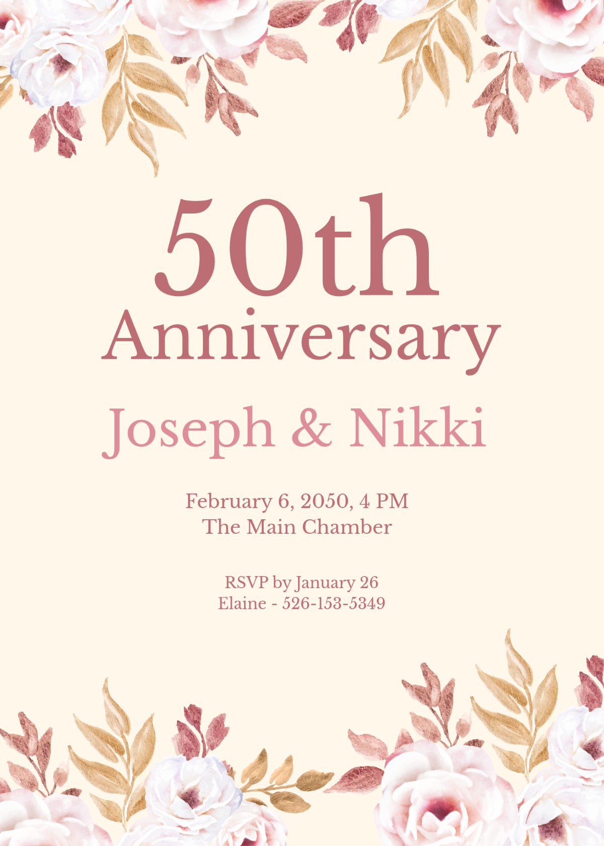 Free Printable 50th Wedding Anniversary Invitation Template To Edit Online