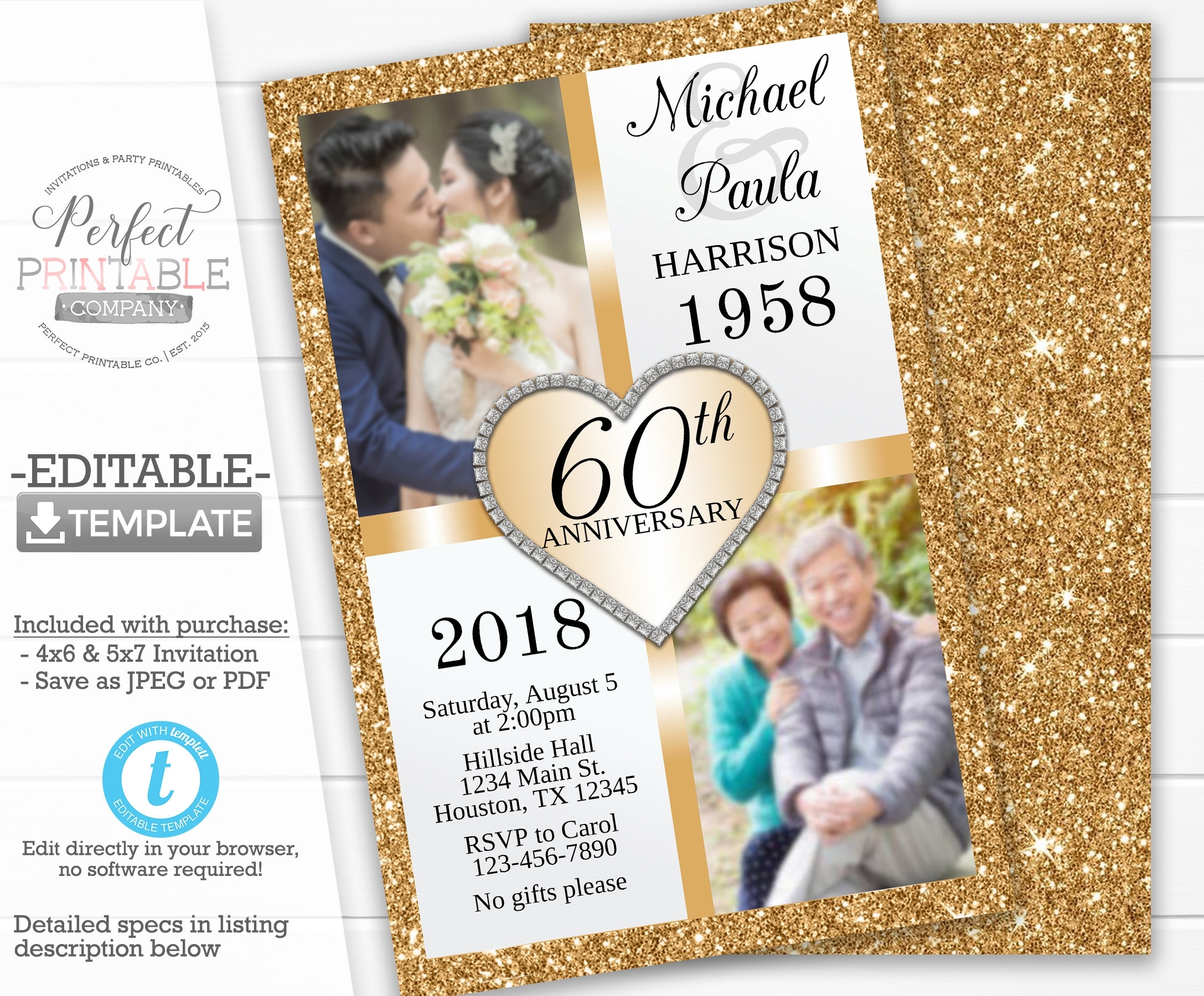 Free Printable 60Th Wedding Anniversary Invitations FREE Printable Hub
