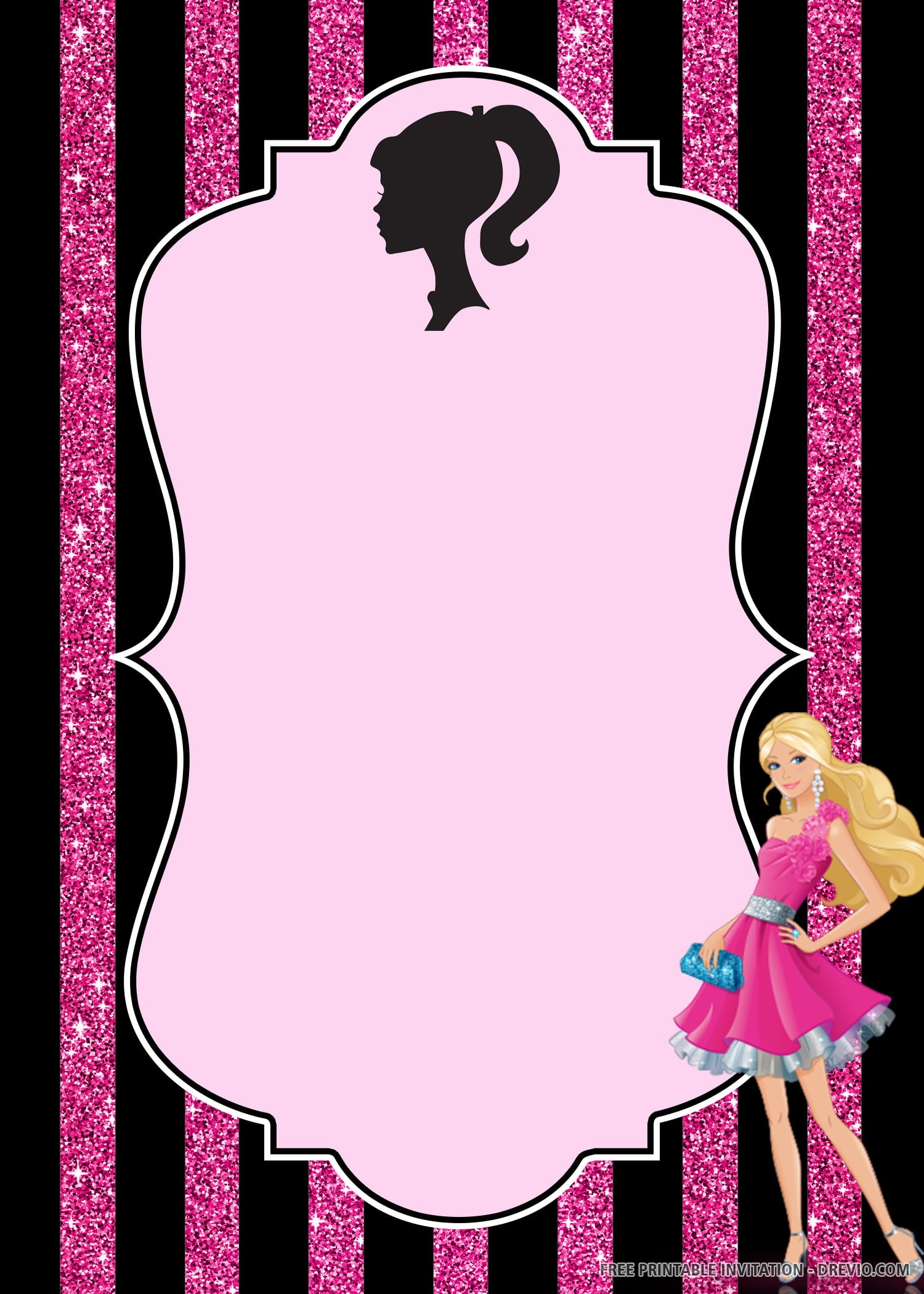 FREE PRINTABLE Barbie Birthday Invitation Template Drevio Worksheets Library