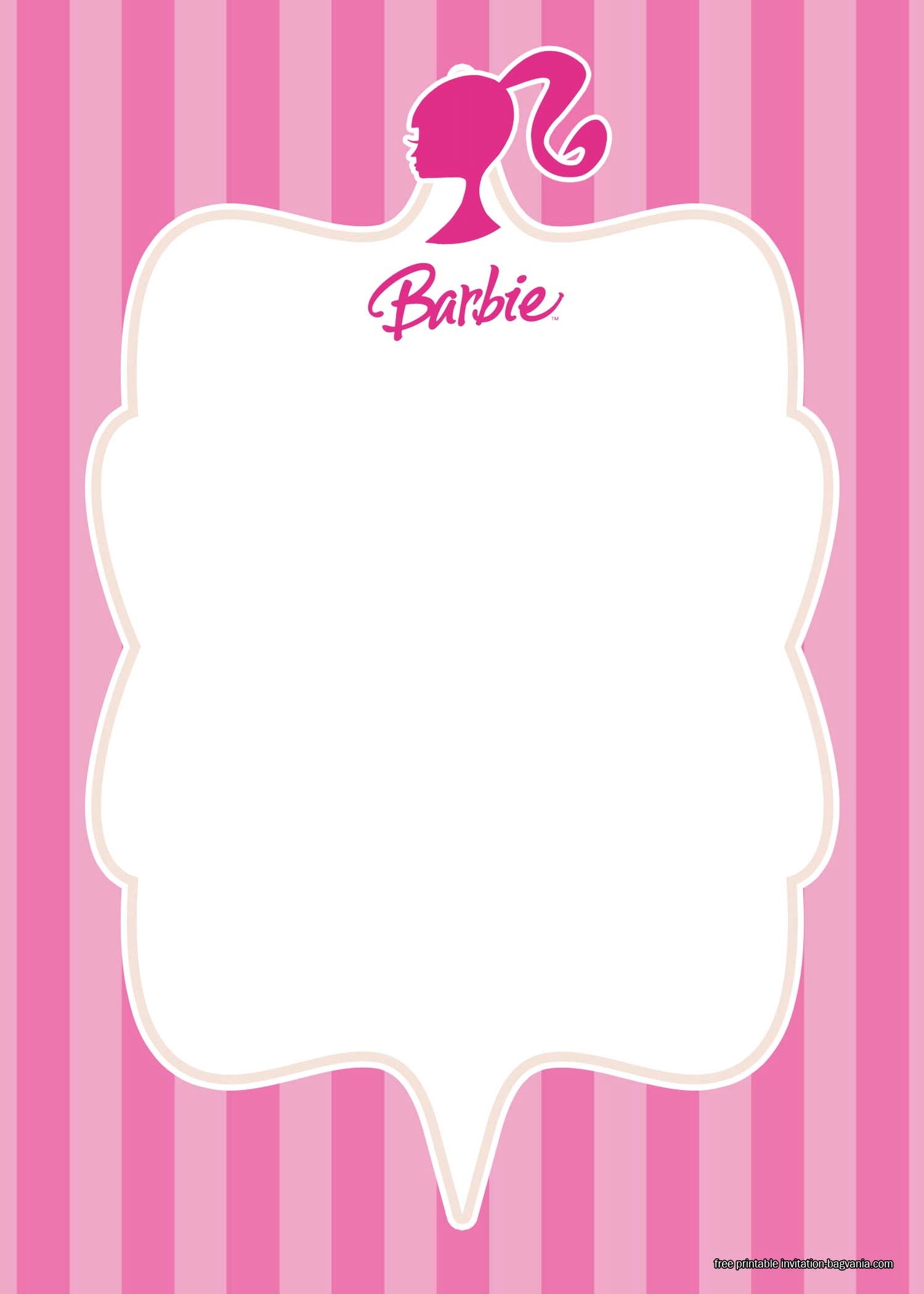FREE Printable Barbie Invitation Templates Bagvania Worksheets Library
