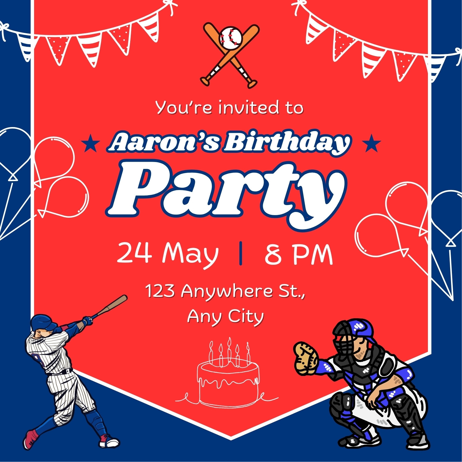 Free Printable Baseball Party Invitation Templates Canva