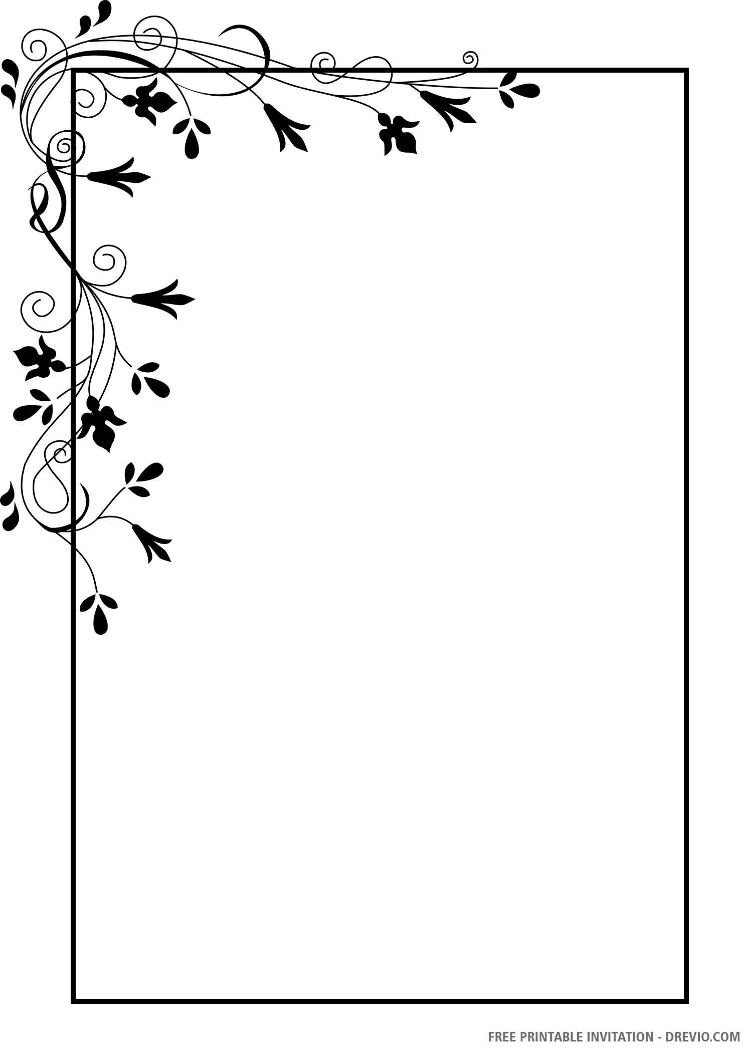 FREE PRINTABLE Black And White Floral Wedding Invitation Templates Worksheets Library