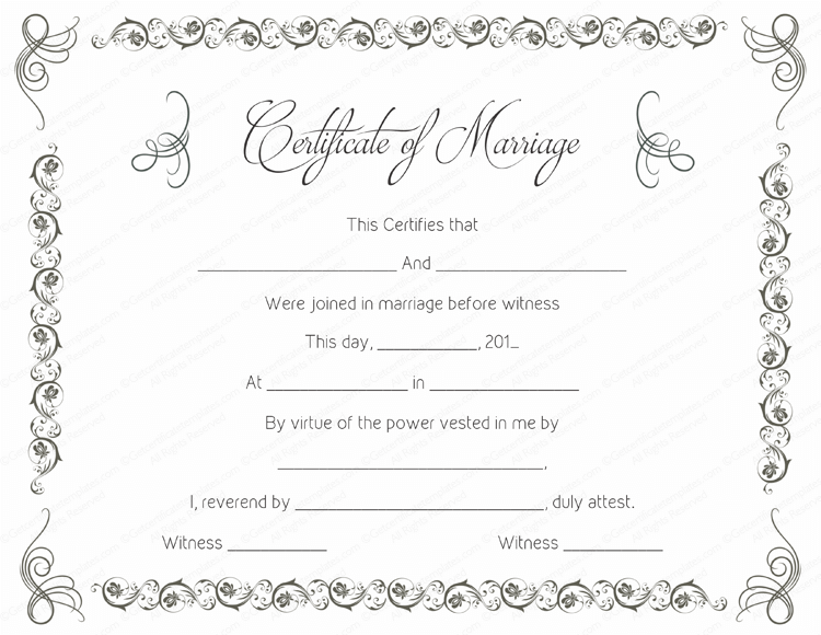 Free Printable Blank Marriage Certificate