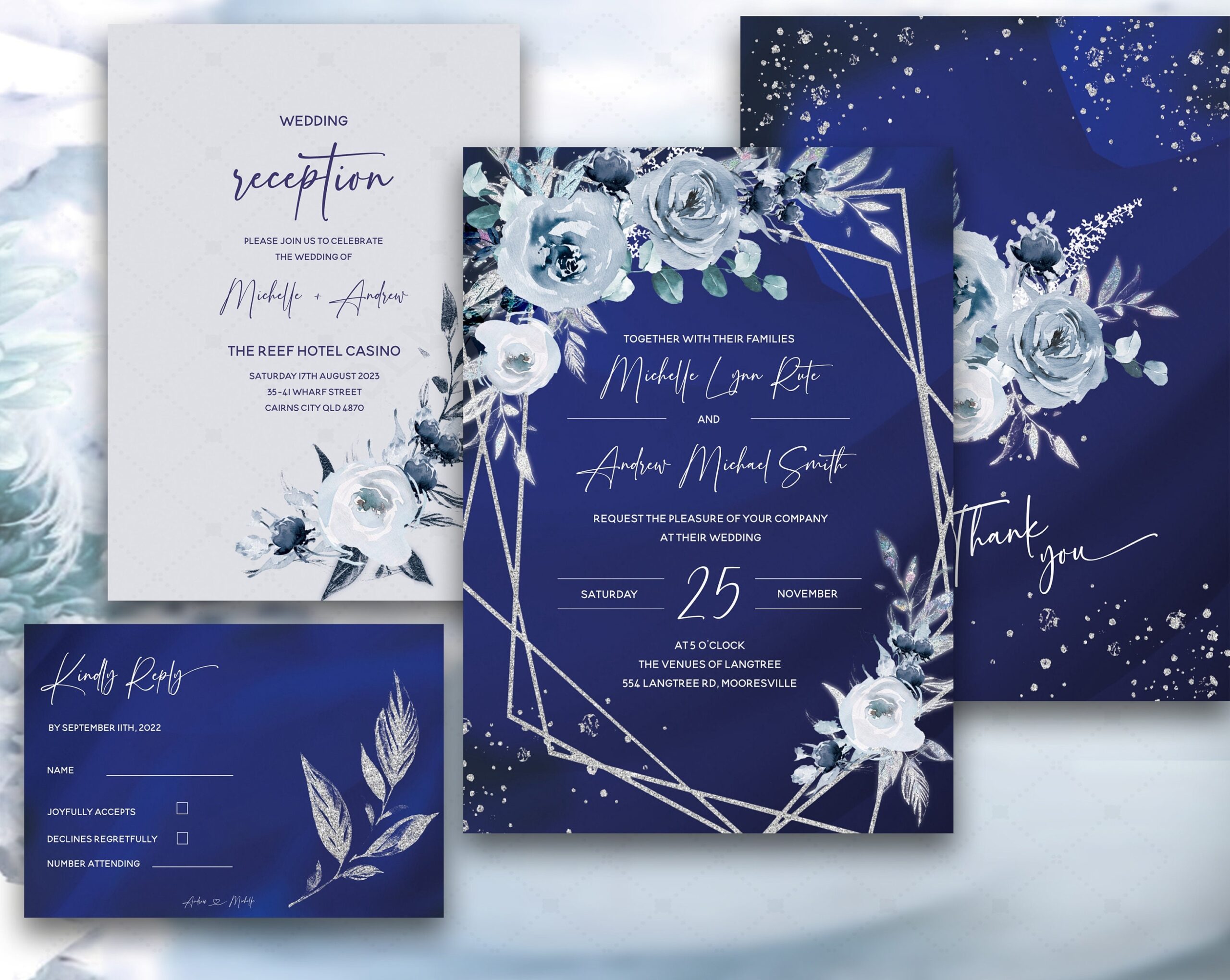 Free Printable Blank Wedding Invitation Templates Royal Blue 28 400 
