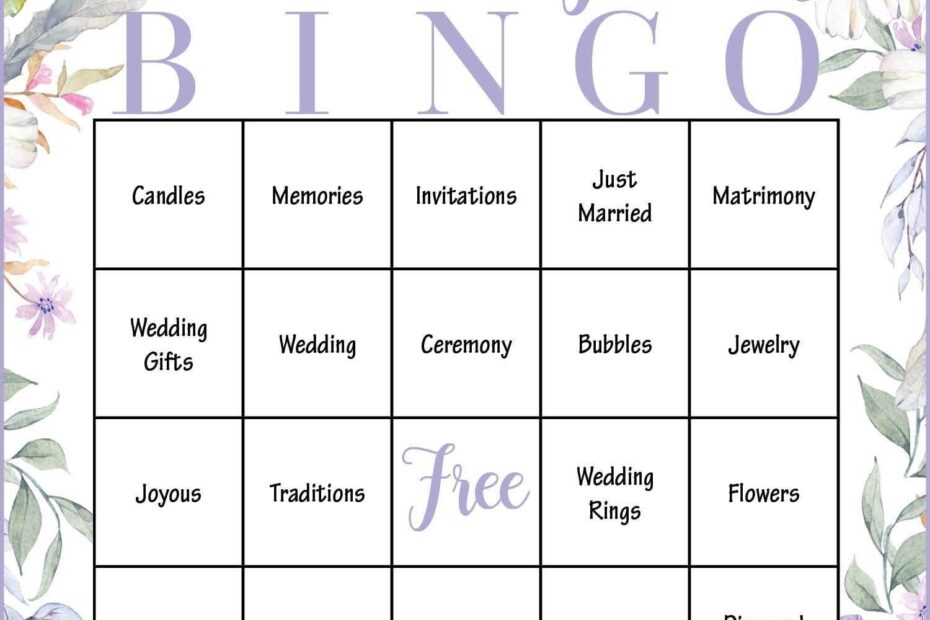 Free Printable Bridal Shower Bingo