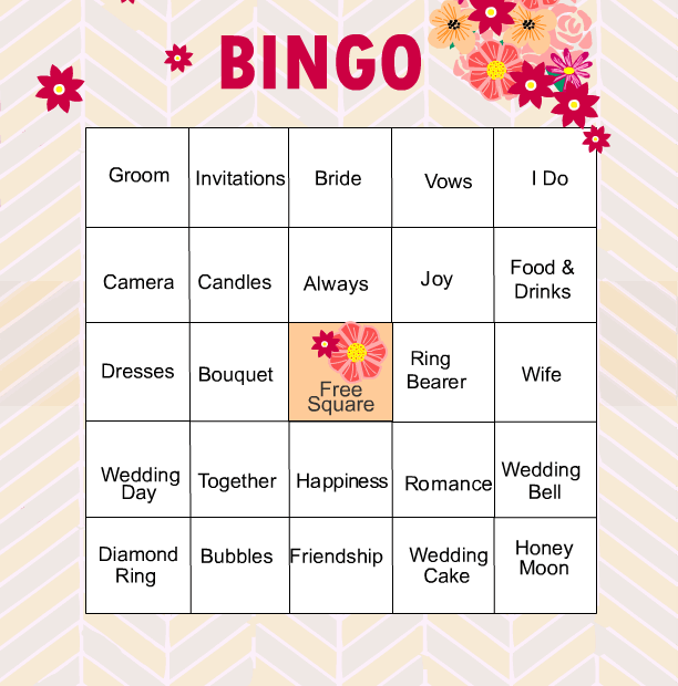 Free Printable Bridal Shower Bingo Game Cards