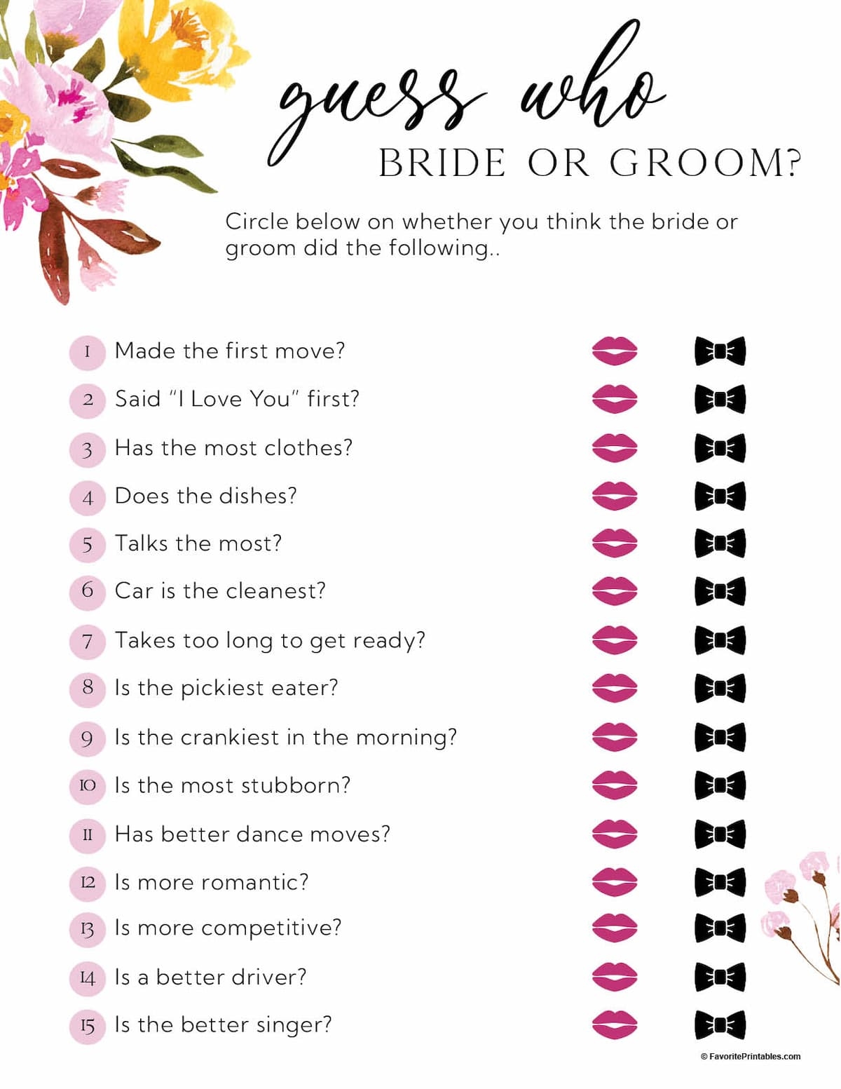 Free Printable Bridal Shower Games Favorite Printables