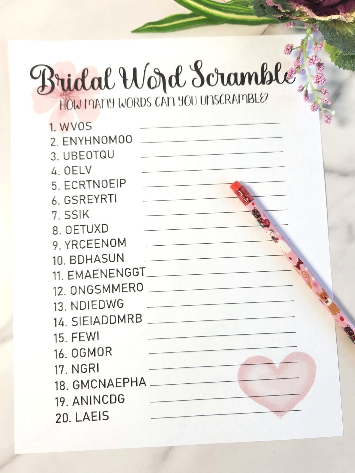 Free Printable Bridal Shower Games Word Scramble Leap Of Faith 