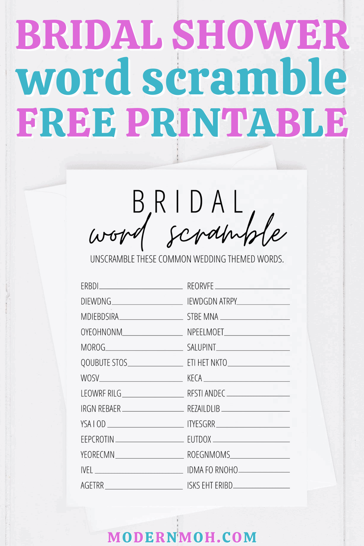 Free Printable Bridal Shower Games