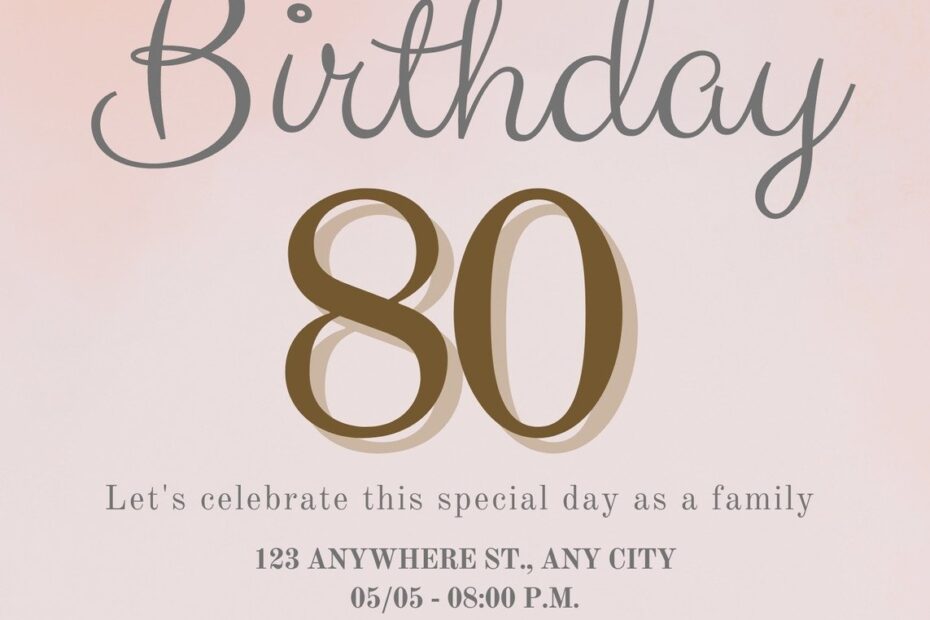 Free Printable Custom 80th Birthday Invitation Templates Canva