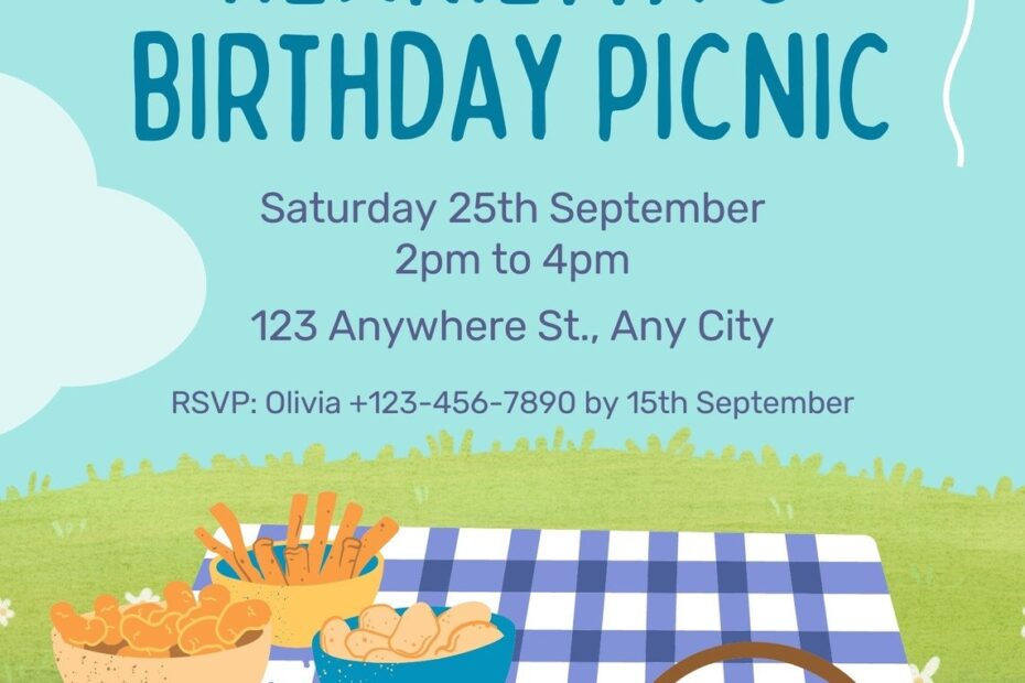 Free Printable Customizable Picnic Invitation Templates Canva