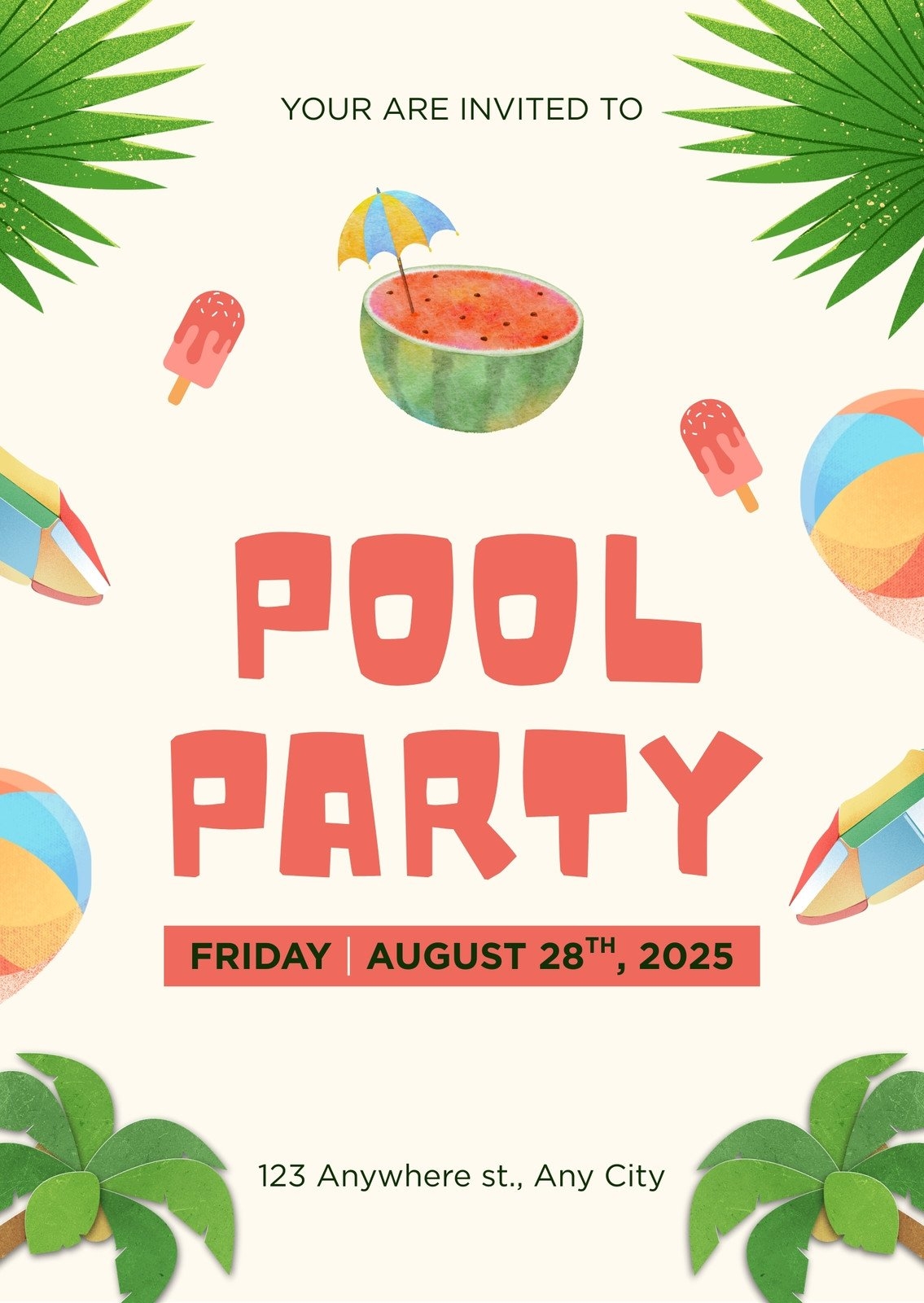 Free Printable Customizable Pool Party Invitation Templates Canva