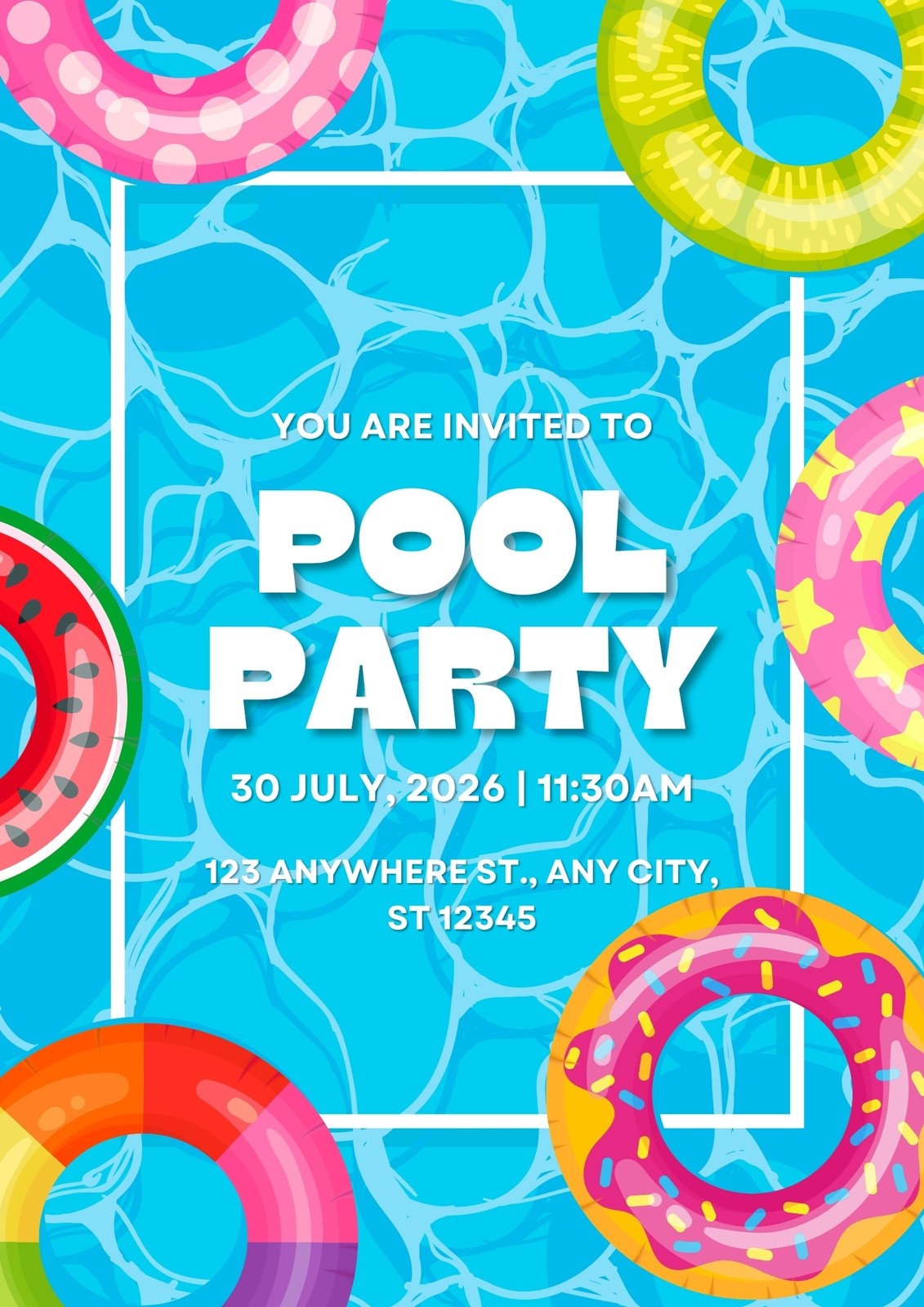 Free Printable Customizable Pool Party Invitation Templates Canva