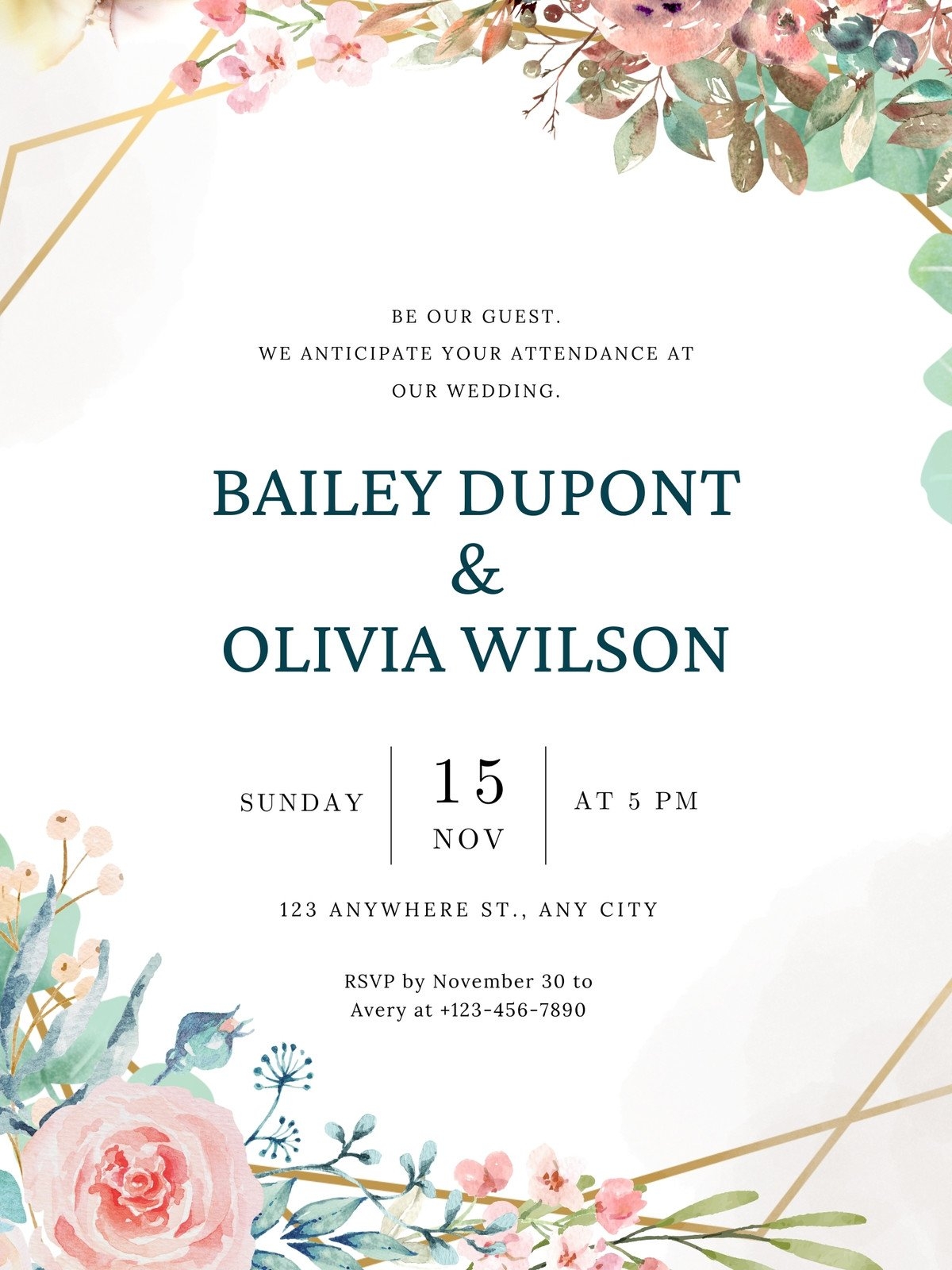 Free Printable Customizable Wedding Card Templates Canva