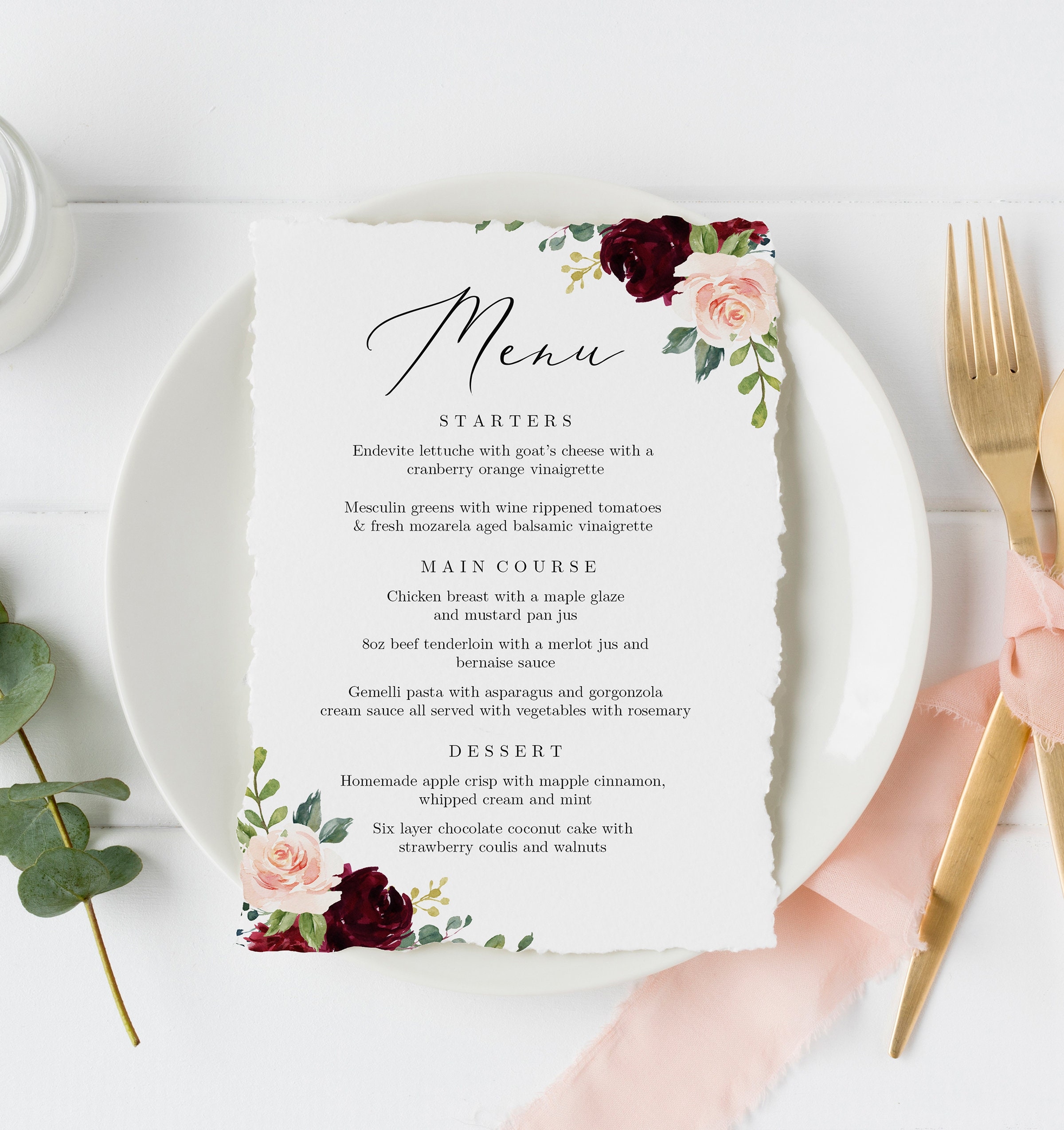 Free Printable Customizable Wedding Menu Templates Canva 