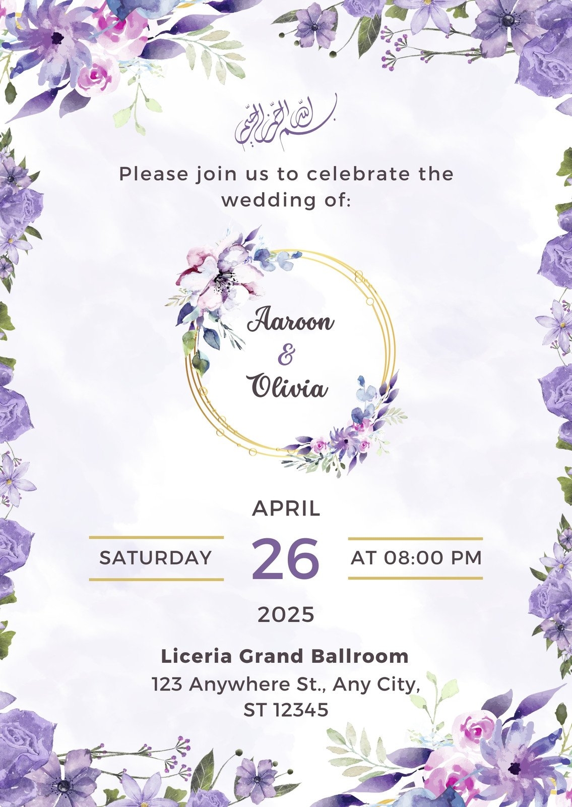 Free Printable Elegant Wedding Invitation Templates Canva