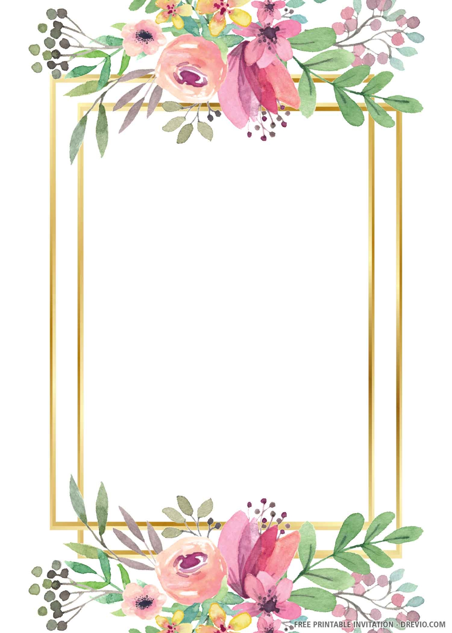 FREE Printable Floral Frame Invitation Templates For Any 