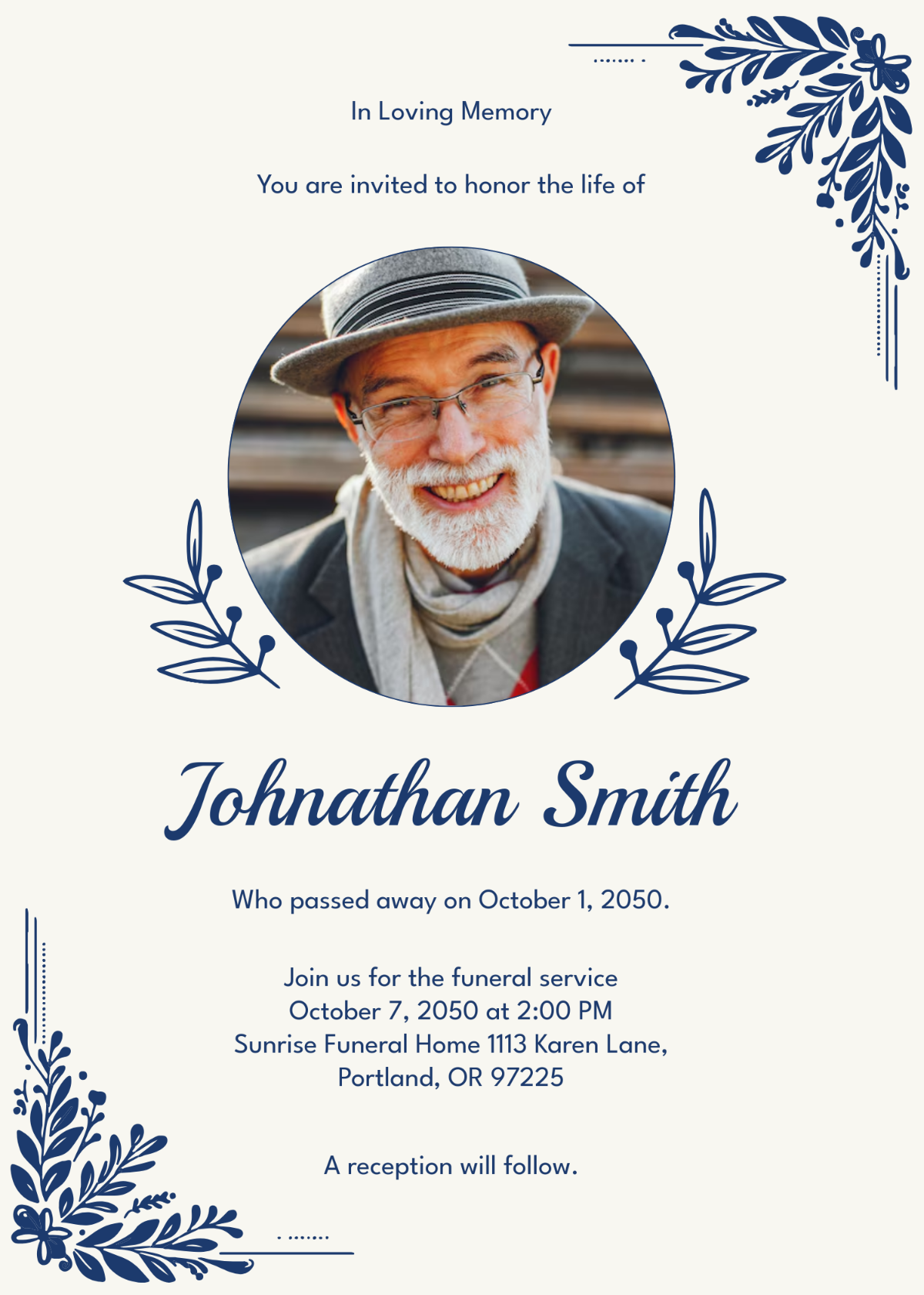 Free Printable Funeral Invitation Template To Edit Online