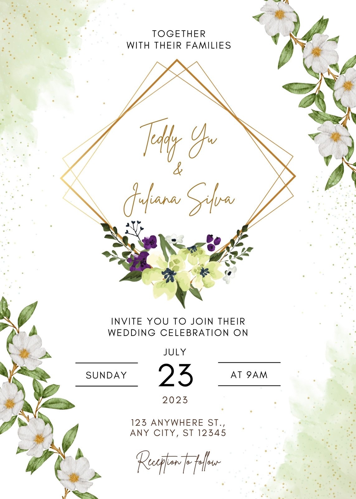Free Printable Gold Wedding Invitation Templates Canva